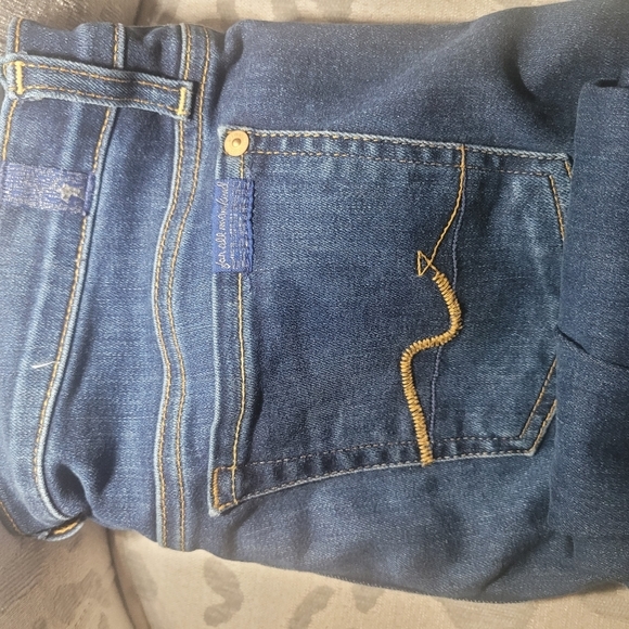 7 For All Mankind Gwenevere Blue Waters Mid Skinny Frayed Denim Jean - Picture 3 of 11